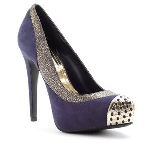 Jlo Navy Blue Suede Gold Platform Heel Pump Sz 6